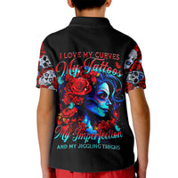 Skull Rose Kid Polo Shirt I Love My Curve My Tattoo My Imperfection - Wonder Print Shop