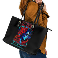 Skull Rose Leather Tote Bag I Love My Curve My Tattoo My Imperfection - Wonder Print Shop