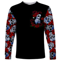 Skull Rose Long Sleeve Shirt I Love My Curve My Tattoo My Imperfection - Wonder Print Shop