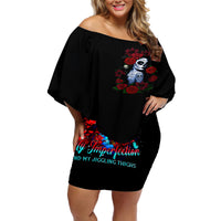 Skull Rose Off Shoulder Short Dress I Love My Curve My Tattoo My Imperfection - Wonder Print Shop