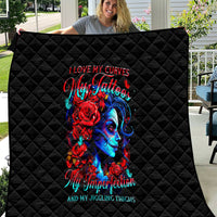 Skull Rose Quilt I Love My Curve My Tattoo My Imperfection - Wonder Print Shop