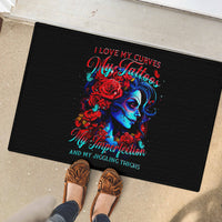 Skull Rose Rubber Doormat I Love My Curve My Tattoo My Imperfection - Wonder Print Shop