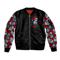 Skull Rose Sleeve Zip Bomber Jacket I Love My Curve My Tattoo My Imperfection - Wonder Print Shop