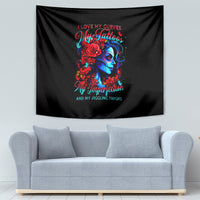 Skull Rose Tapestry I Love My Curve My Tattoo My Imperfection - Wonder Print Shop