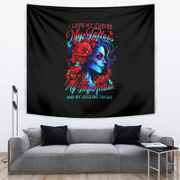 Skull Rose Tapestry I Love My Curve My Tattoo My Imperfection - Wonder Print Shop