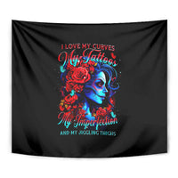 Skull Rose Tapestry I Love My Curve My Tattoo My Imperfection - Wonder Print Shop