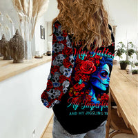 Skull Rose Women Casual Shirt I Love My Curve My Tattoo My Imperfection - Wonder Print Shop