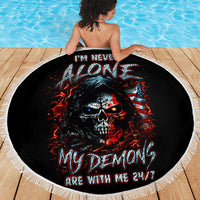 Blood Skull Beach Blanket I Never Alone My Demon With Me 24/7 - Wonder Print Shop