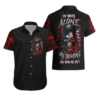 Blood Skull Hawaiian Shirt I Never Alone My Demon With Me 24/7 - Wonder Print Shop