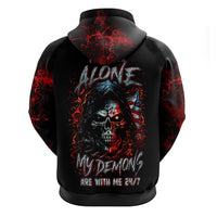 Blood Skull Hoodie I Never Alone My Demon With Me 24/7 - Wonder Print Shop