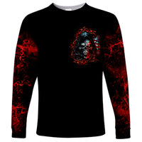 Blood Skull Long Sleeve Shirt I Never Alone My Demon With Me 24/7 - Wonder Print Shop