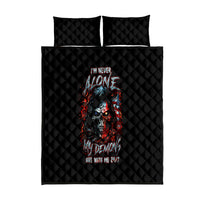 Blood Skull Quilt Bed Set I Never Alone My Demon With Me 24/7 - Wonder Print Shop