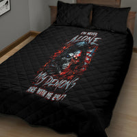 Blood Skull Quilt Bed Set I Never Alone My Demon With Me 24/7 - Wonder Print Shop