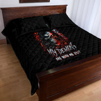 Blood Skull Quilt Bed Set I Never Alone My Demon With Me 24/7 - Wonder Print Shop