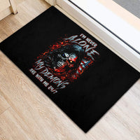Blood Skull Rubber Doormat I Never Alone My Demon With Me 24/7 - Wonder Print Shop