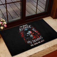 Blood Skull Rubber Doormat I Never Alone My Demon With Me 24/7 - Wonder Print Shop