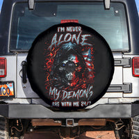 Blood Skull Spare Tire Cover I Never Alone My Demon With Me 24/7 - Wonder Print Shop