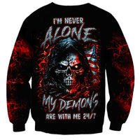 Blood Skull Sweatshirt I Never Alone My Demon With Me 24/7 - Wonder Print Shop