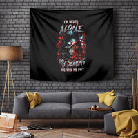 Blood Skull Tapestry I Never Alone My Demon With Me 24/7 - Wonder Print Shop