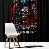 Blood Skull Window Curtain I Never Alone My Demon With Me 24/7 - Wonder Print Shop