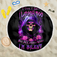 Purple Skull Beach Blanket I Talk I Smile But Be Carefull When I SIlent - Wonder Print Shop