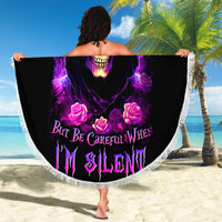 Purple Skull Beach Blanket I Talk I Smile But Be Carefull When I SIlent - Wonder Print Shop