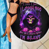 Purple Skull Beach Blanket I Talk I Smile But Be Carefull When I SIlent - Wonder Print Shop