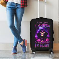Purple Skull Luggage Cover I Talk I Smile But Be Carefull When I SIlent - Wonder Print Shop