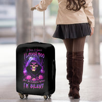 Purple Skull Luggage Cover I Talk I Smile But Be Carefull When I SIlent - Wonder Print Shop