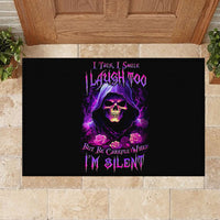Purple Skull Rubber Doormat I Talk I Smile But Be Carefull When I SIlent - Wonder Print Shop