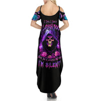 Purple Skull Summer Maxi Dress I Talk I Smile But Be Carefull When I SIlent - Wonder Print Shop