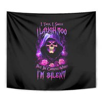 Purple Skull Tapestry I Talk I Smile But Be Carefull When I SIlent - Wonder Print Shop