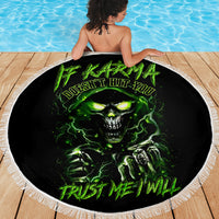 Thunder Skull Beach Blanket If Karma Don't Hit You Trust Me I Will - Wonder Print Shop