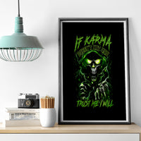 Thunder Skull Canvas Wall Art If Karma Don't Hit You Trust Me I Will - Wonder Print Shop