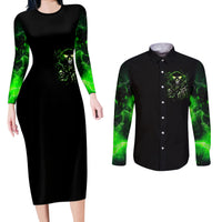Thunder Skull Couples Matching Long Sleeve Bodycon Dress and Long Sleeve Button Shirts If Karma Don't Hit You Trust Me I Will - Wonder Print Shop