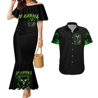 Thunder Skull Couples Matching Mermaid Dress and Hawaiian Shirt If Karma Don't Hit You Trust Me I Will - Wonder Print Shop