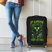 Thunder Skull Luggage Cover If Karma Don't Hit You Trust Me I Will - Wonder Print Shop