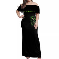 Thunder Skull Off Shoulder Maxi Dress If Karma Don't Hit You Trust Me I Will - Wonder Print Shop