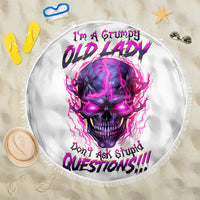 Lighting Skull Beach Blanket i'm A Grumpy Old Lady Don't Ask Stupid - Wonder Print Shop