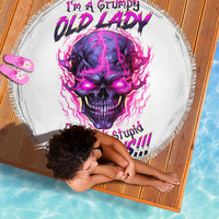 Lighting Skull Beach Blanket i'm A Grumpy Old Lady Don't Ask Stupid - Wonder Print Shop
