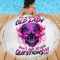 Lighting Skull Beach Blanket i'm A Grumpy Old Lady Don't Ask Stupid - Wonder Print Shop