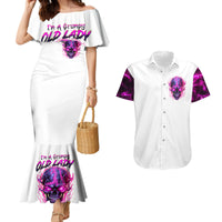 Lighting Skull Couples Matching Mermaid Dress and Hawaiian Shirt i'm A Grumpy Old Lady Don't Ask Stupid - Wonder Print Shop