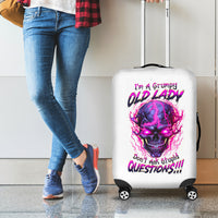 Lighting Skull Luggage Cover i'm A Grumpy Old Lady Don't Ask Stupid - Wonder Print Shop