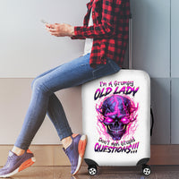 Lighting Skull Luggage Cover i'm A Grumpy Old Lady Don't Ask Stupid - Wonder Print Shop