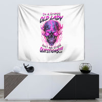 Lighting Skull Tapestry i'm A Grumpy Old Lady Don't Ask Stupid - Wonder Print Shop