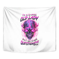 Lighting Skull Tapestry i'm A Grumpy Old Lady Don't Ask Stupid - Wonder Print Shop