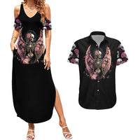 Angel Skull Couples Matching Summer Maxi Dress and Hawaiian Shirt She Whispered Back Iam The Storm - Wonder Print Shop