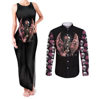 Angel Skull Couples Matching Tank Maxi Dress and Long Sleeve Button Shirts She Whispered Back Iam The Storm - Wonder Print Shop