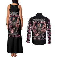 Angel Skull Couples Matching Tank Maxi Dress and Long Sleeve Button Shirts She Whispered Back Iam The Storm - Wonder Print Shop
