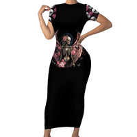 Angel Skull Short Sleeve Bodycon Dress She Whispered Back Iam The Storm - Wonder Print Shop